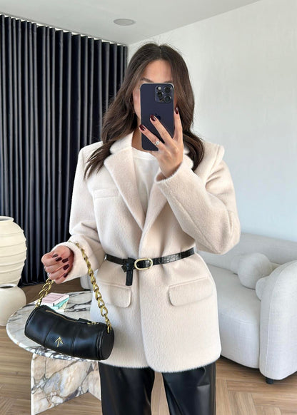 جكيت فرو سكري بحزام - KP7081