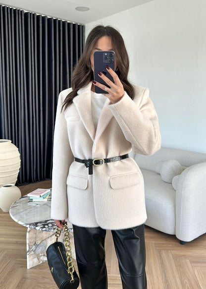 جكيت فرو سكري بحزام - KP7081