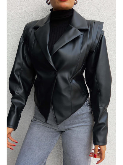 جكيت جلد اسود - KP7112