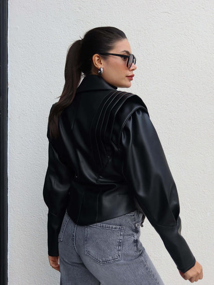 جكيت جلد اسود - KP7112