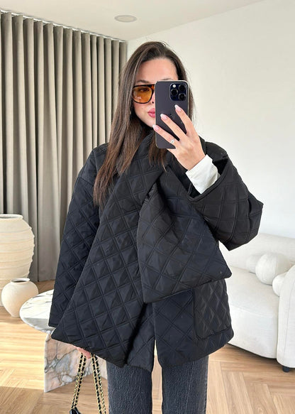 جكيت اسود مع لفحة - KP7169