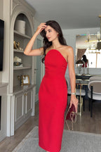 فستان سترابلس احمر - KP2382