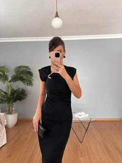 فستان لايكرا اسود - KP2229