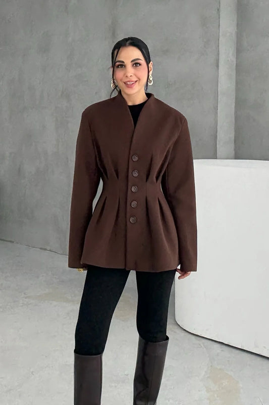 جكيت بني بأزرار - KP7147