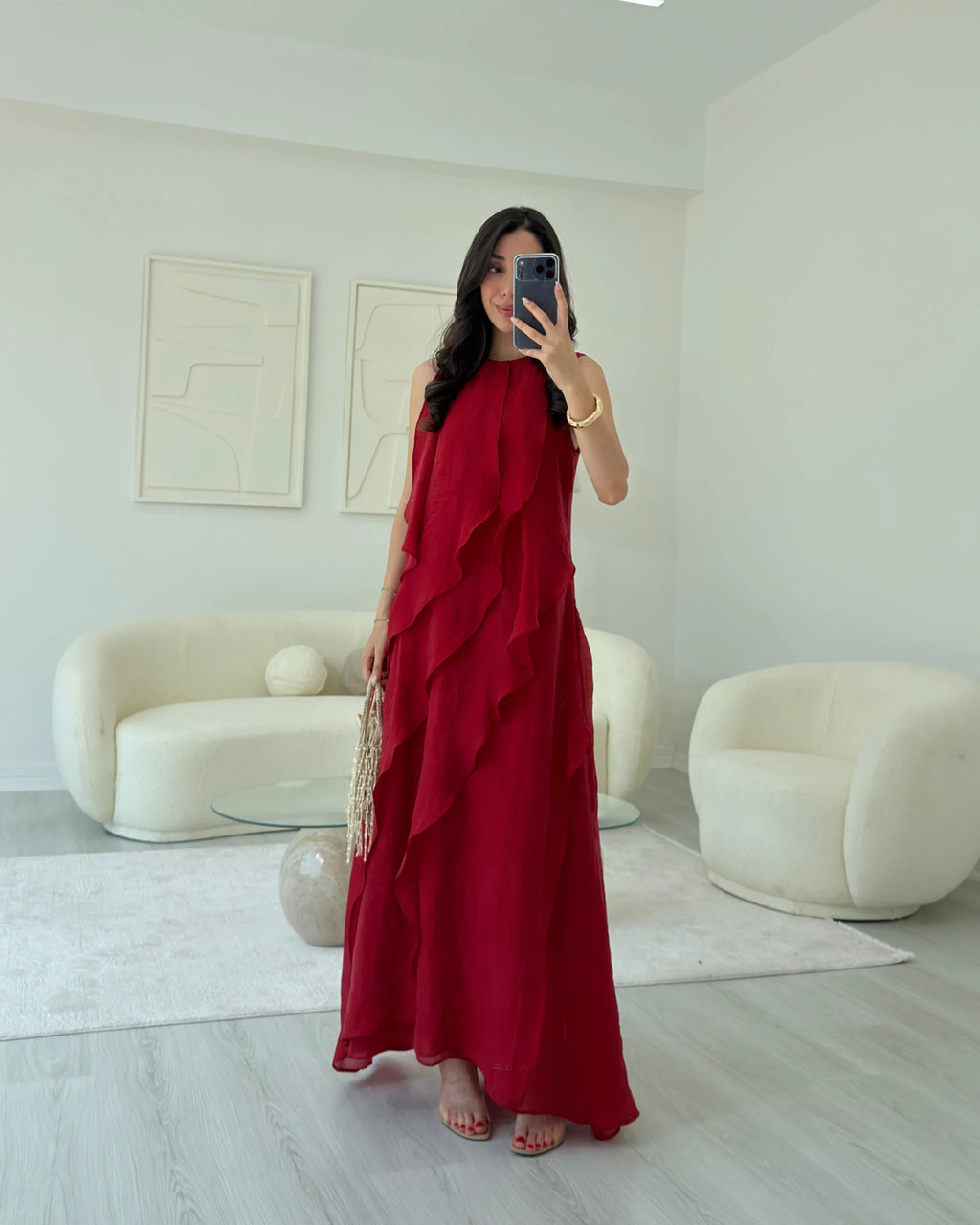 فستان رافلز احمر - KP2368