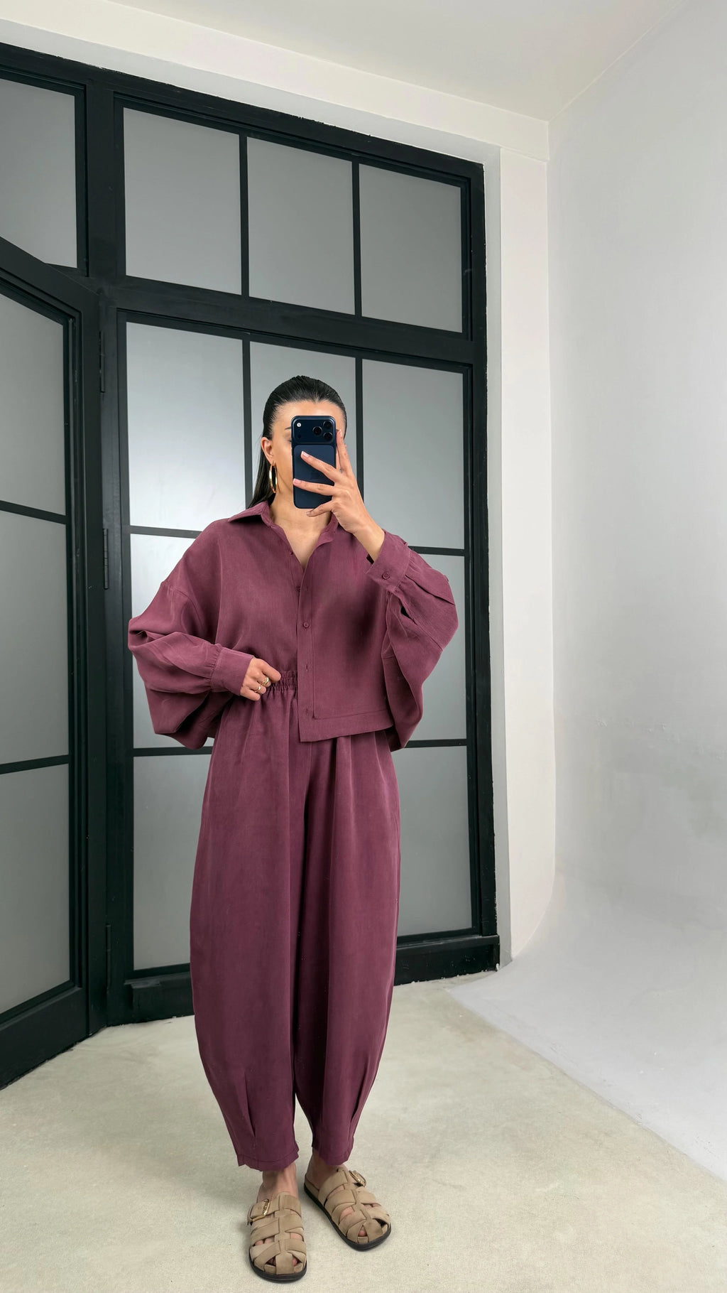 طقم قميص مع بنطلون خمري - KP1605