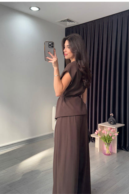 طقم كيمونو بني - KP1190