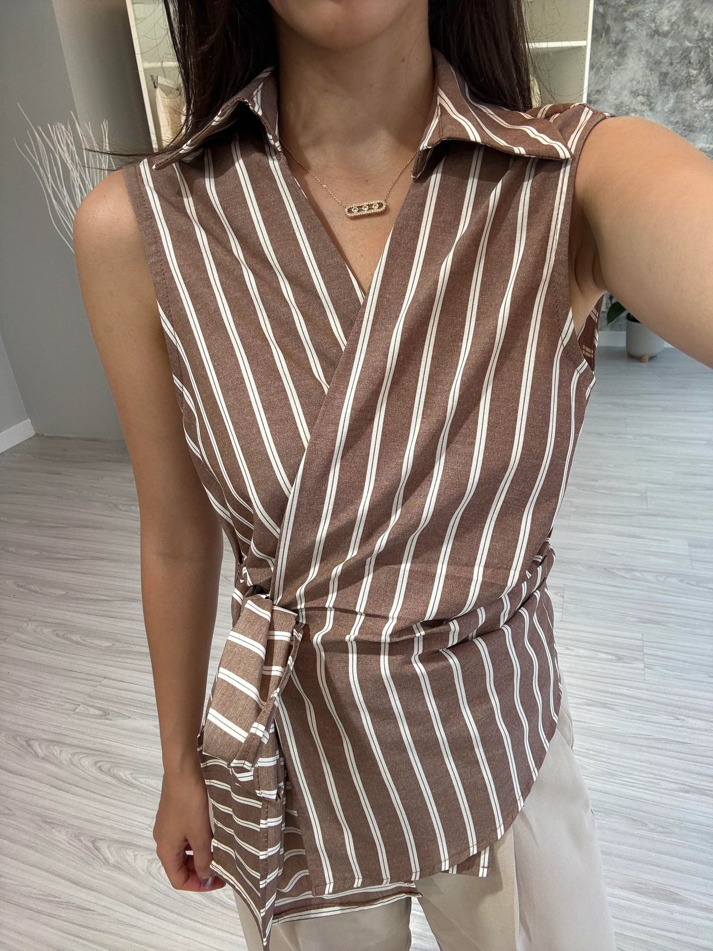 قميص مخطط بني - KP4217