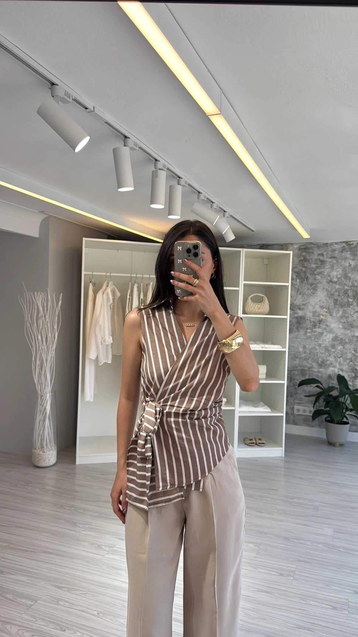 قميص مخطط بني - KP4217