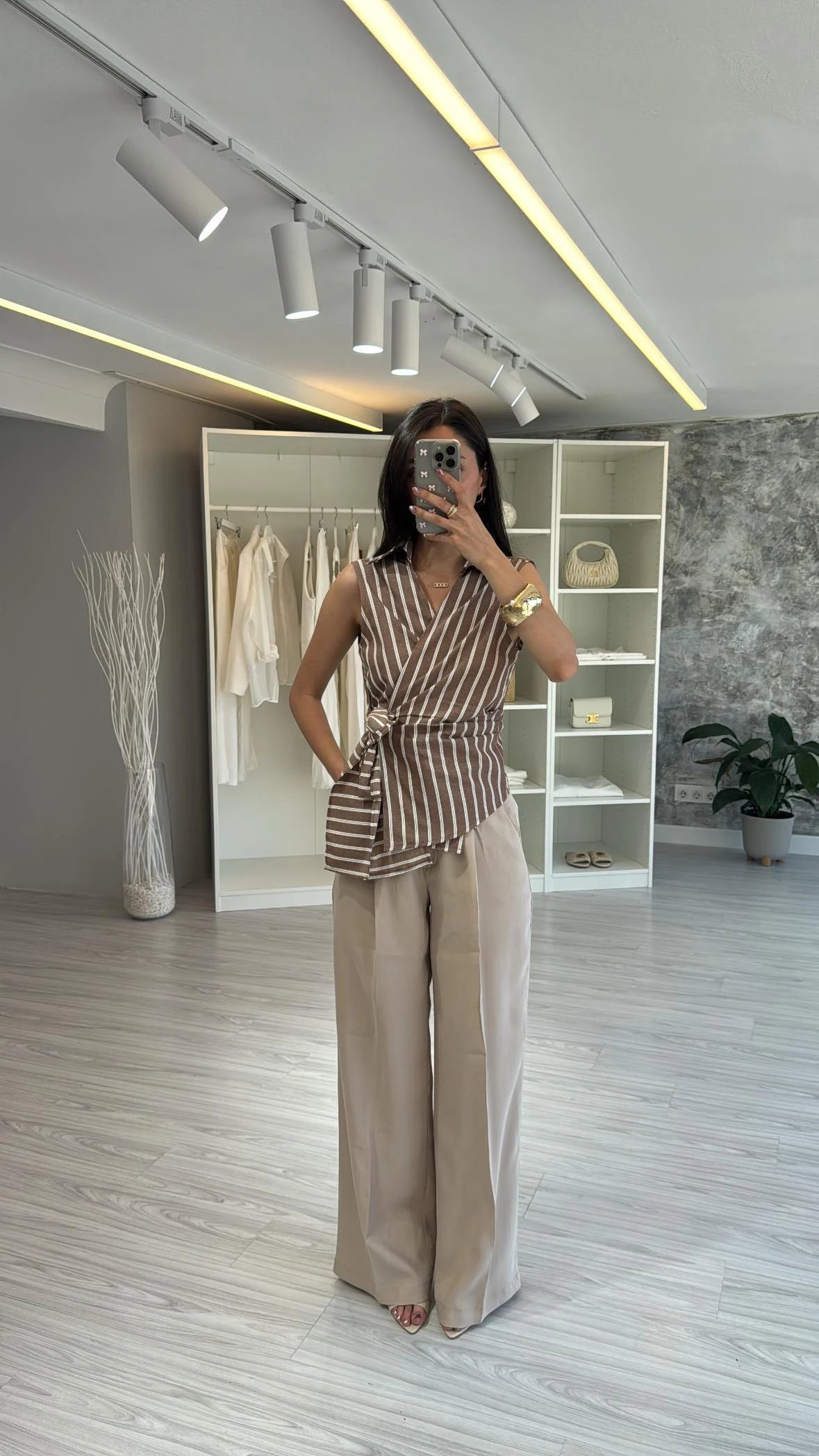 قميص مخطط بني - KP4217