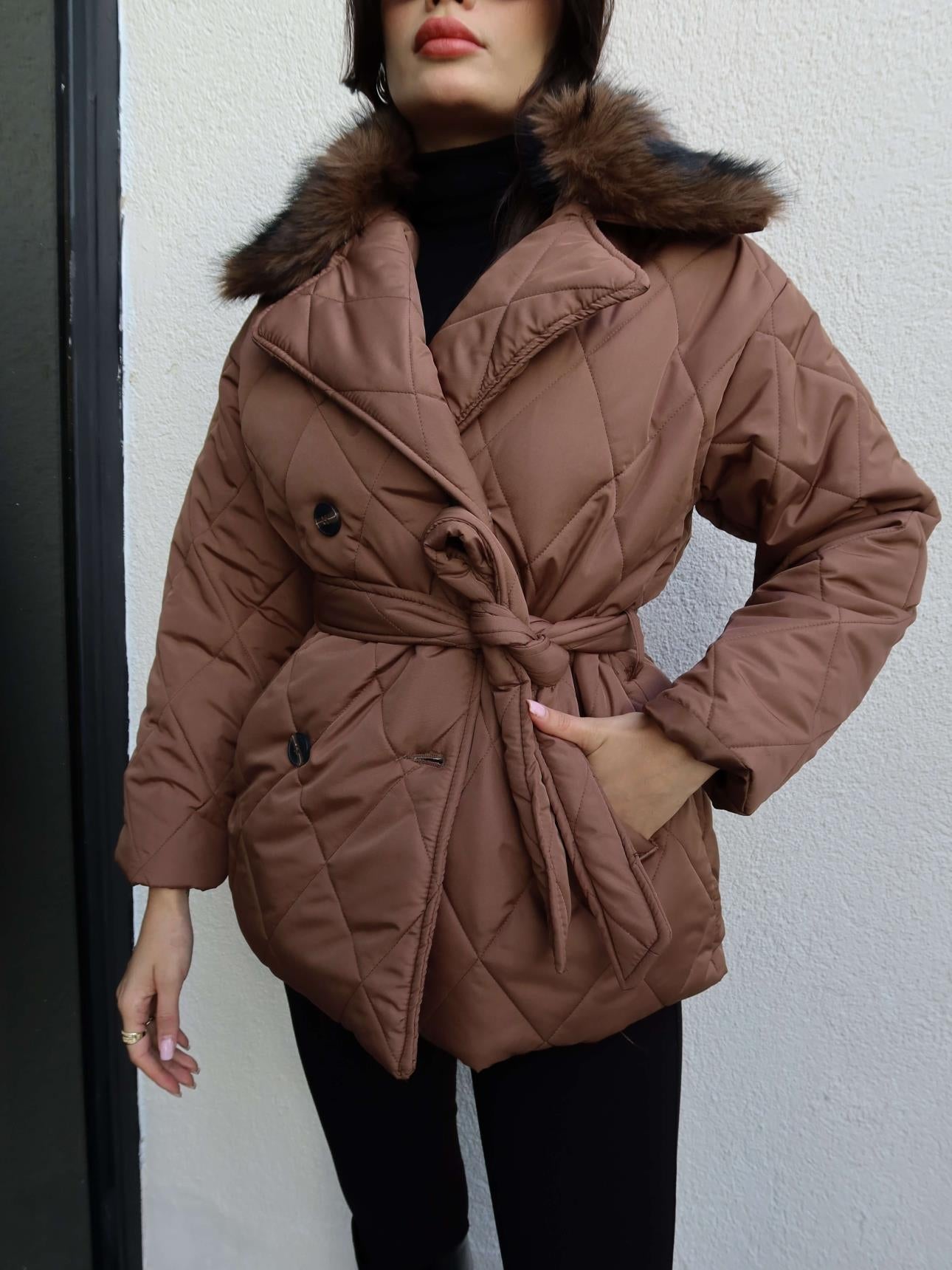 جكيت كبوت بني - KP7195