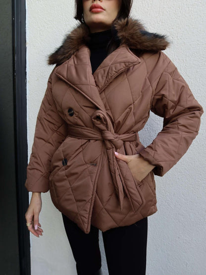 جكيت كبوت بني - KP7195