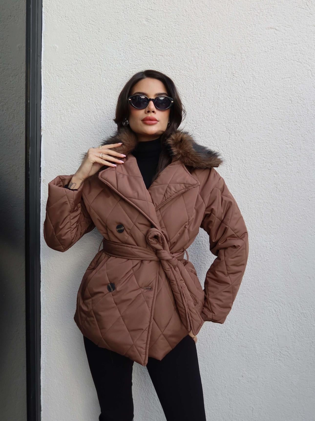 جكيت كبوت بني - KP7195