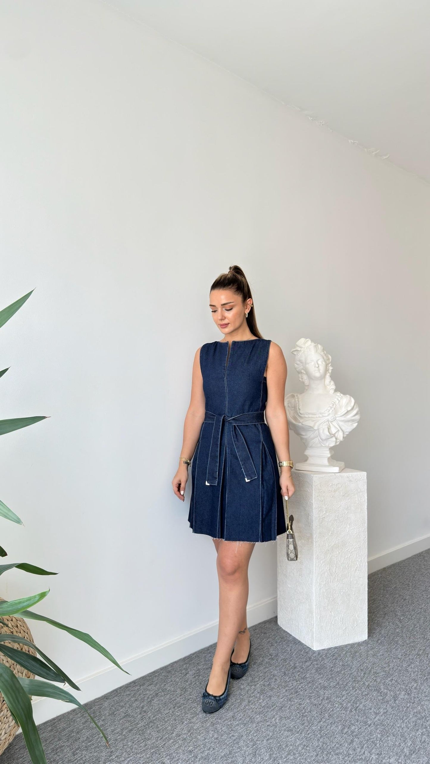 فستان جينز ربط - KP2201