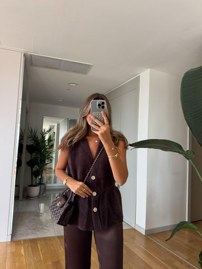 جرزة بني بأزرار ذهبي - KP4248