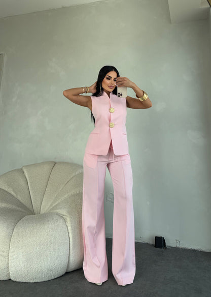 طقم زهري ڤيست مع بنطلون بأزرار - KP1279