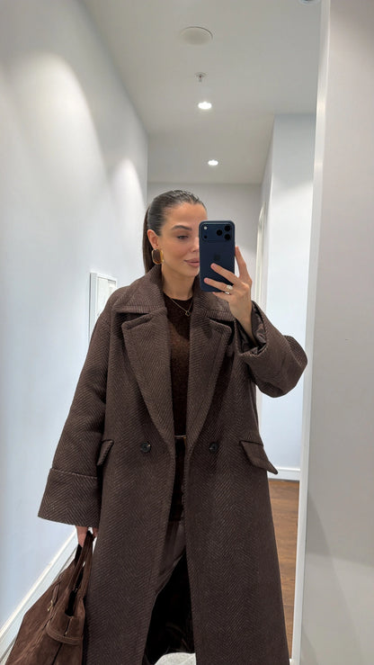 جكيت بني مخطط - KP7110