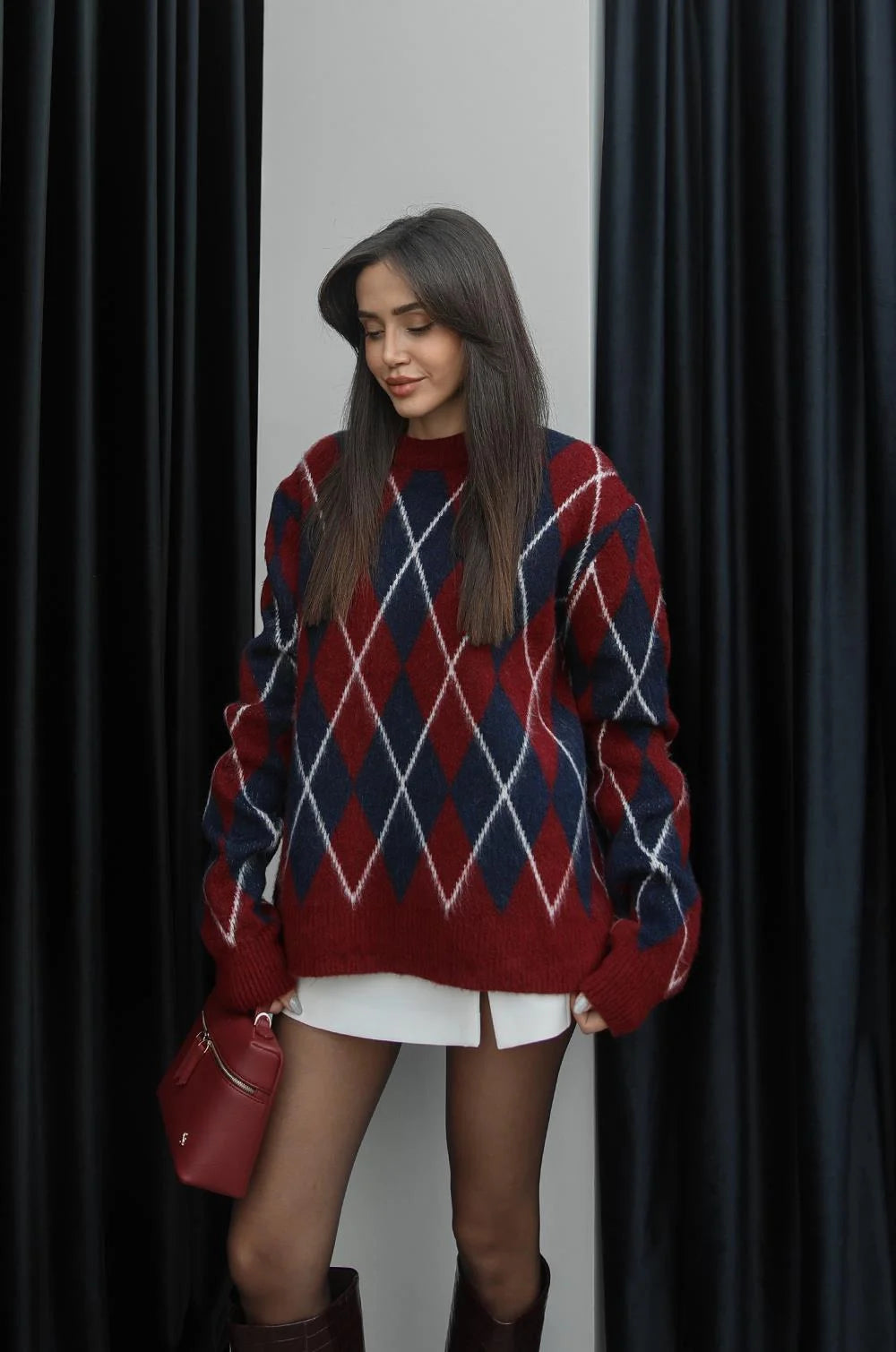 بلوزة احمر وكحلي - KP4303