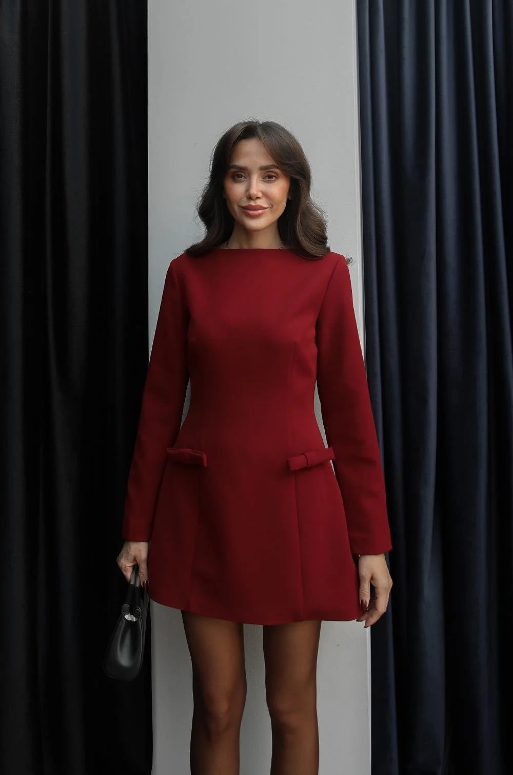 فستان خمري شبر - KP2247