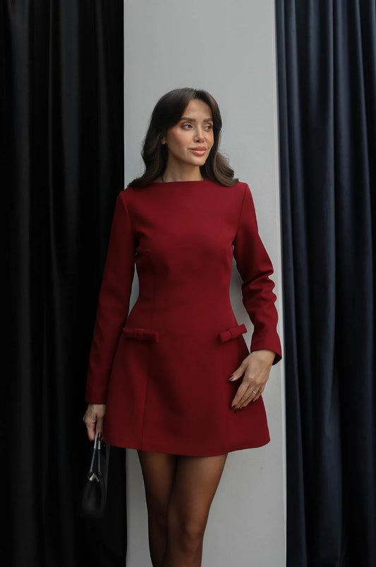 فستان خمري شبر - KP2247