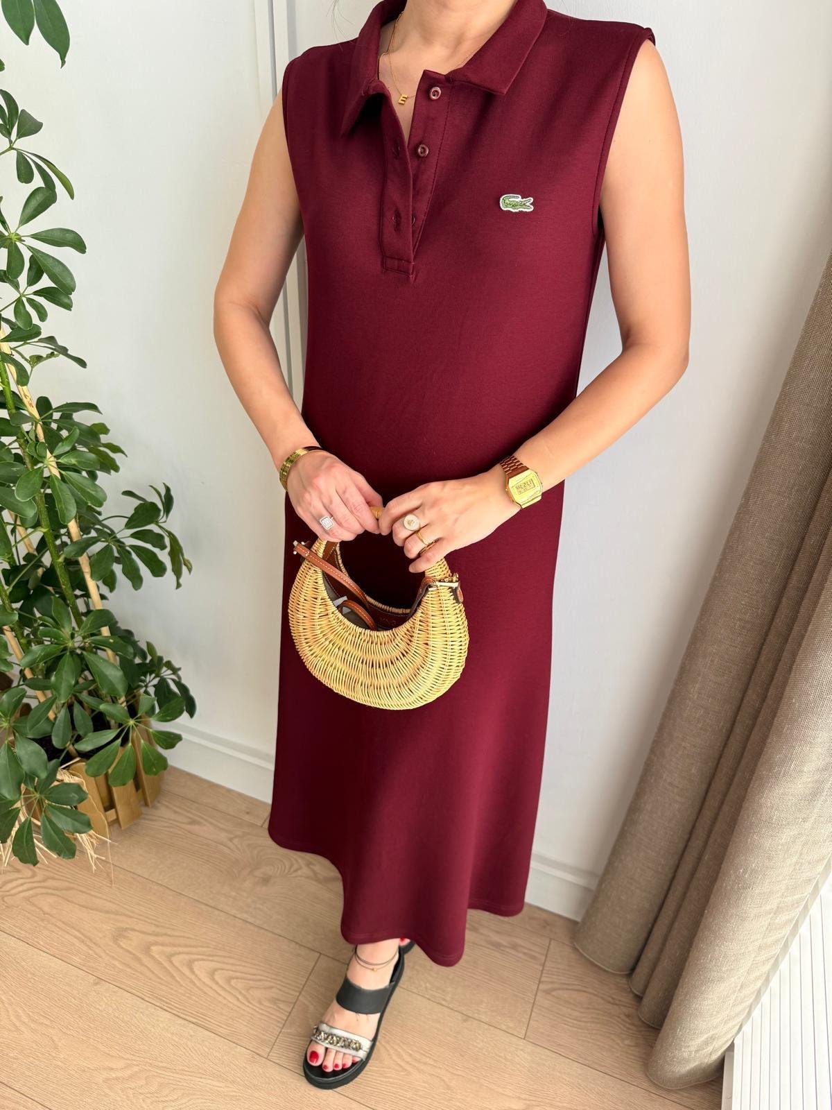 فستان لاكوست خمري - KP2159