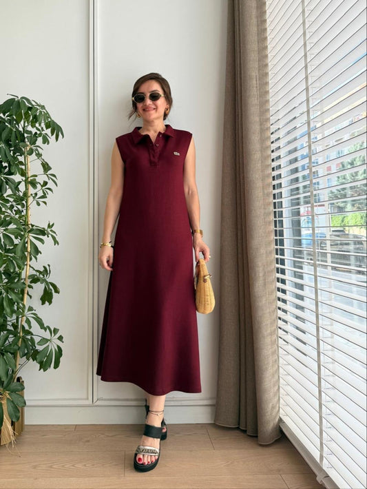 فستان لاكوست خمري - KP2159