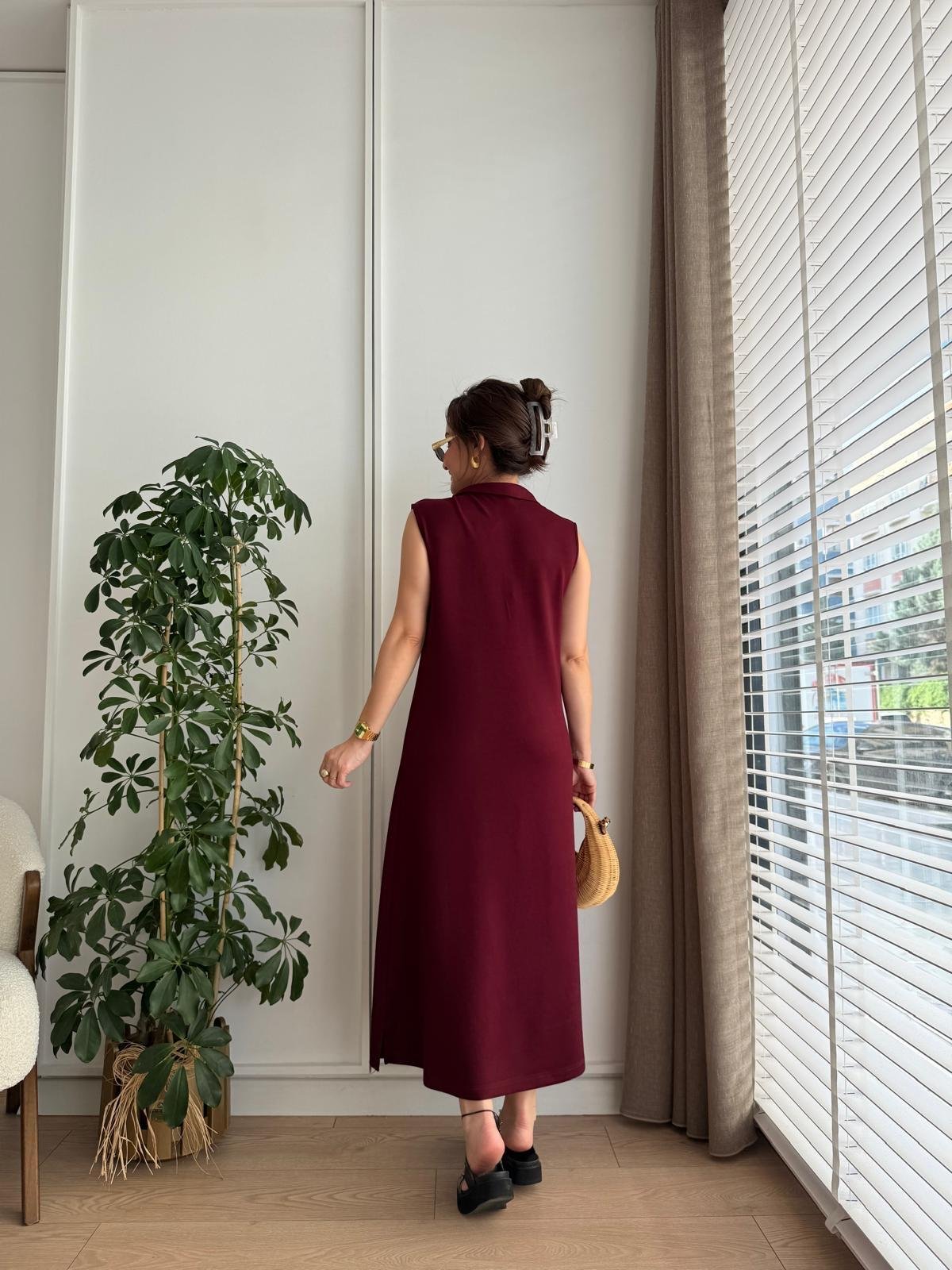 فستان لاكوست خمري - KP2159