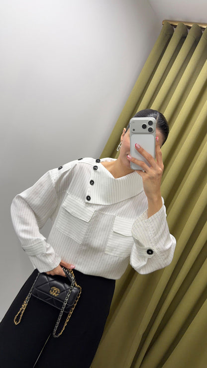 قميص مخطط ابيض - KP4420