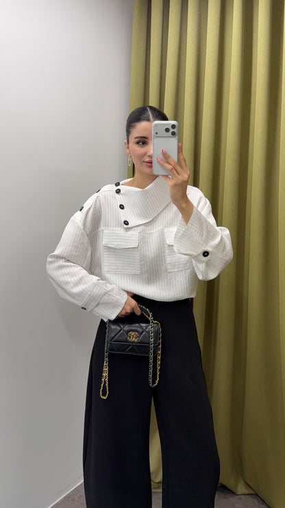 قميص مخطط ابيض - KP4420