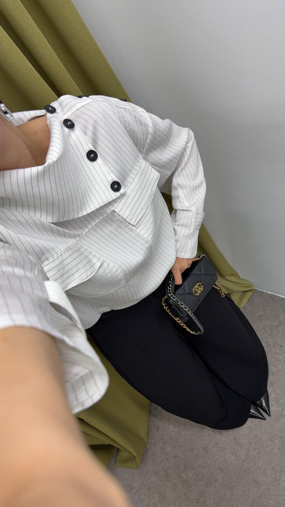 قميص مخطط ابيض - KP4420