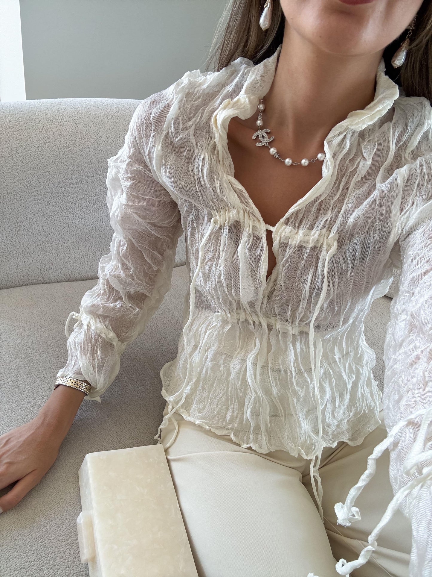 بلوزة بربطات سكري - KP4243