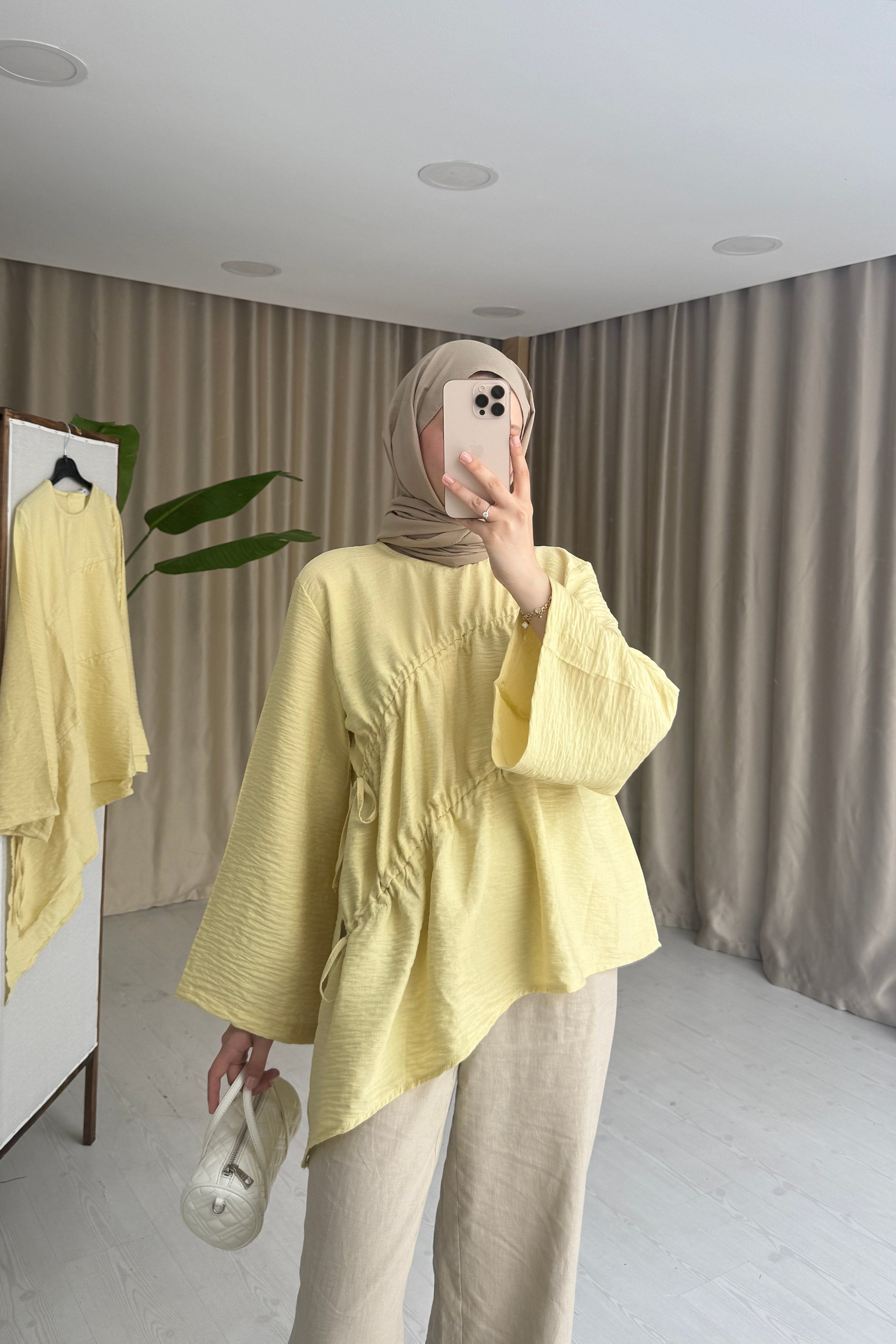 بلوزة مزمومة اصفر - KP4577