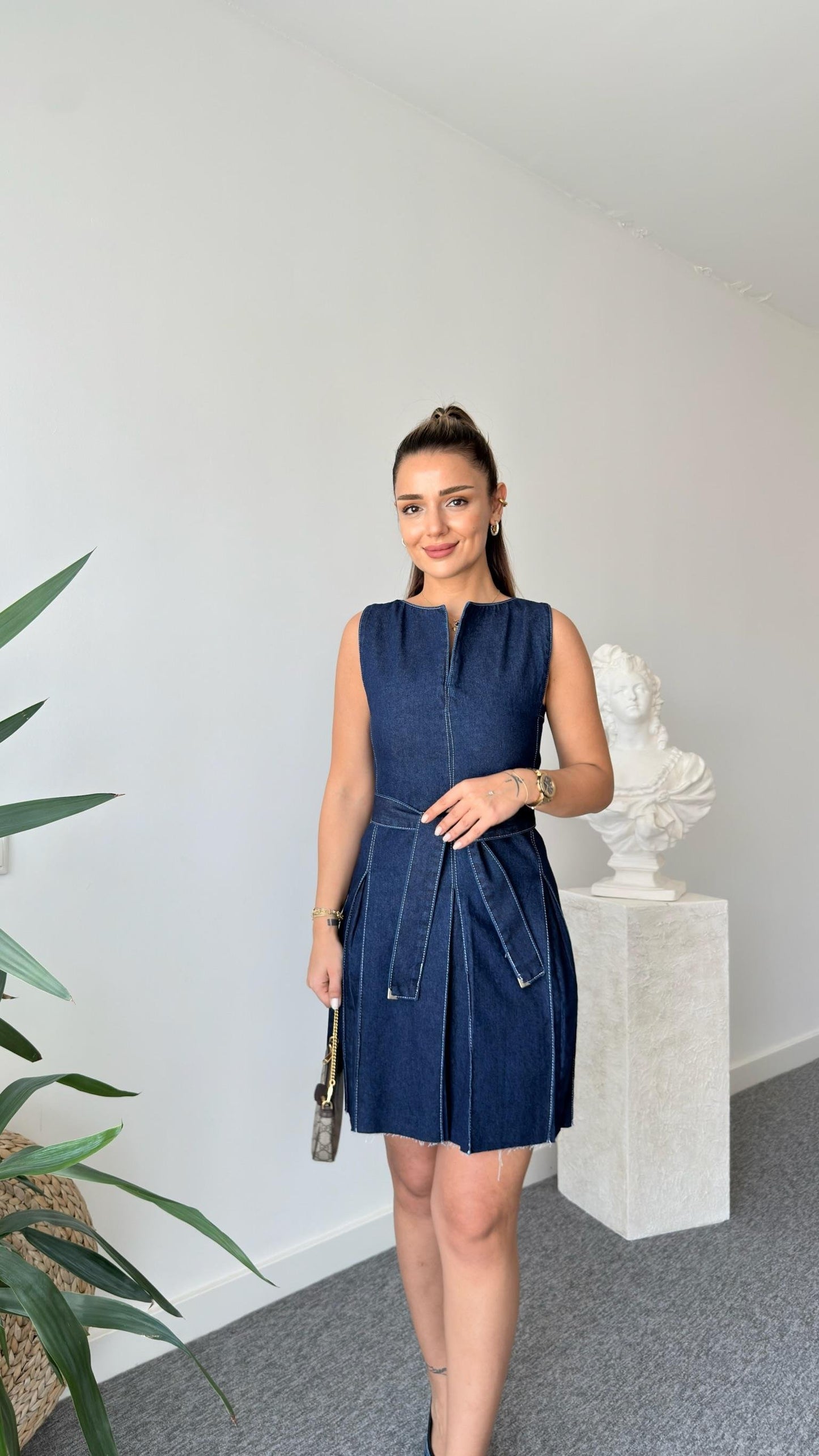 فستان جينز ربط - KP2201