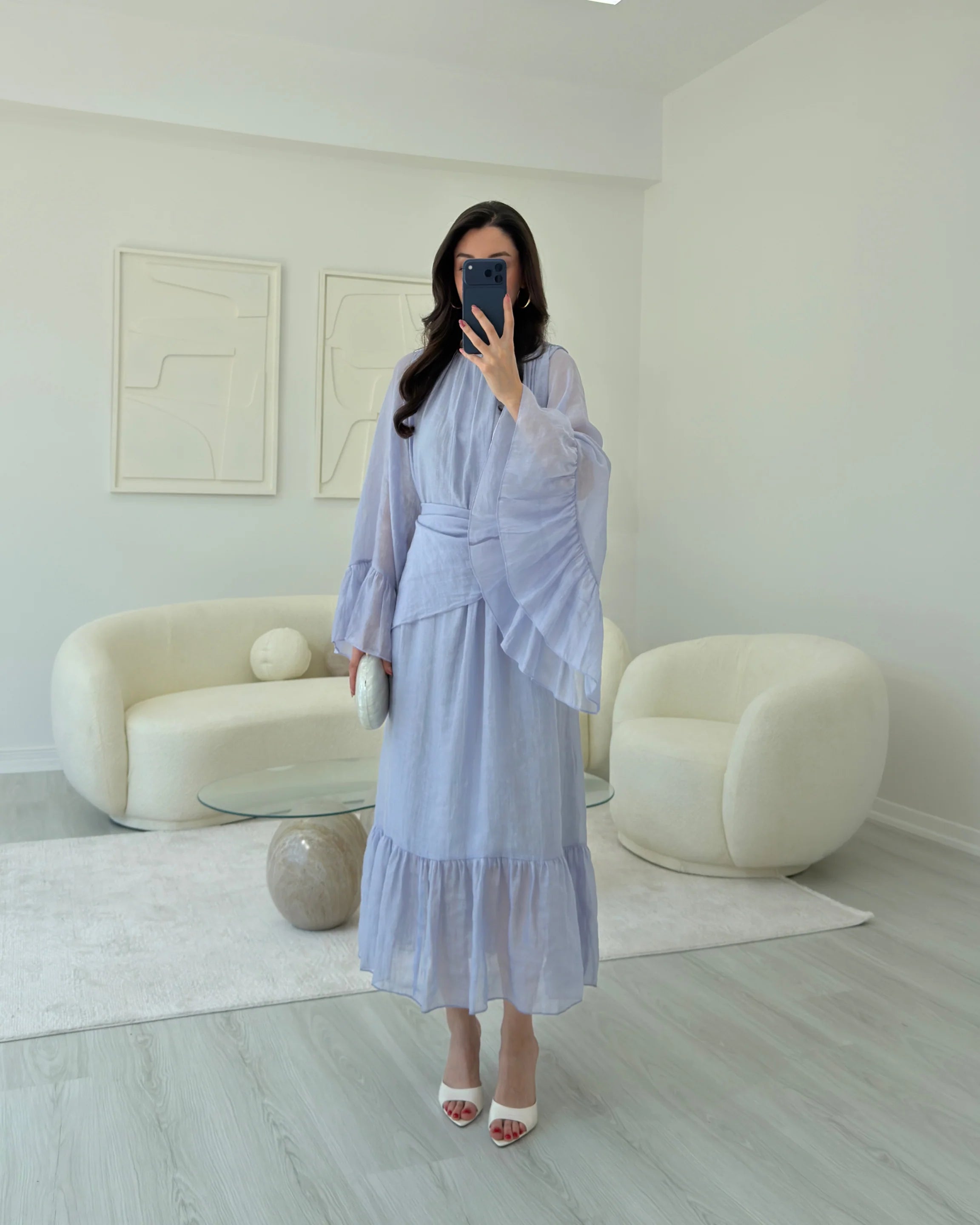 فستان مع ربطة ازرق - KP2336