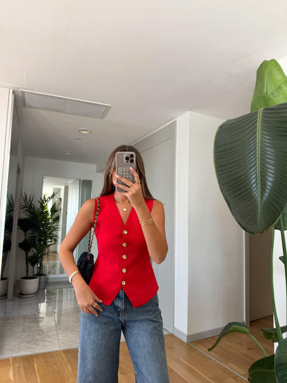 جرزة احمر بأزرار ذهبي - KP4253