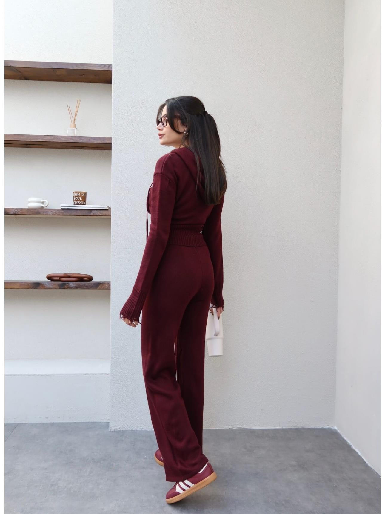 طقم جرزة مع بنطلون خمري - KP1477