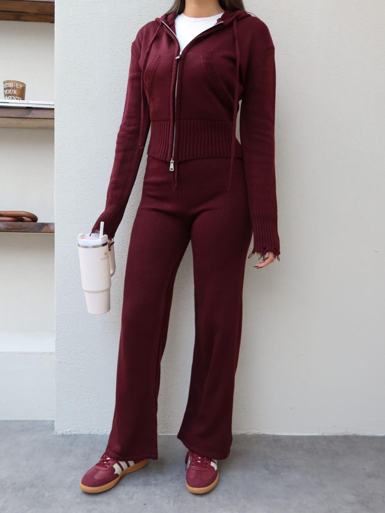 طقم جرزة مع بنطلون خمري - KP1477