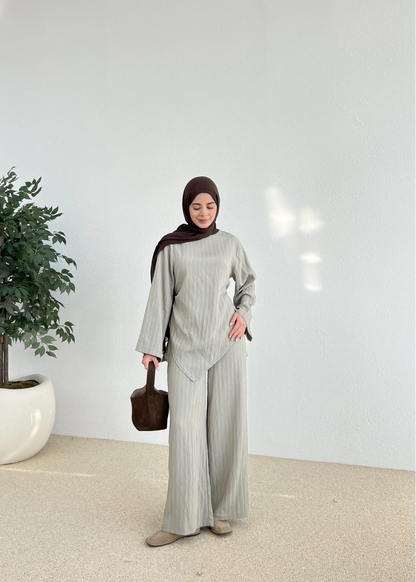 طقم اخضر بلوزة ربط مع بنطلون - KP1404