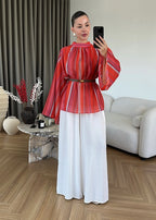 بلوزة مخططة احمر - KP4585