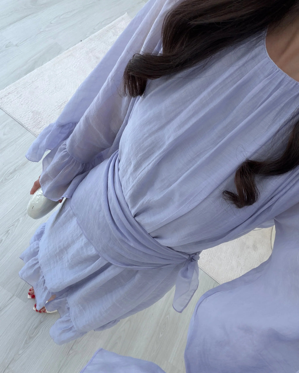 فستان مع ربطة ازرق - KP2336