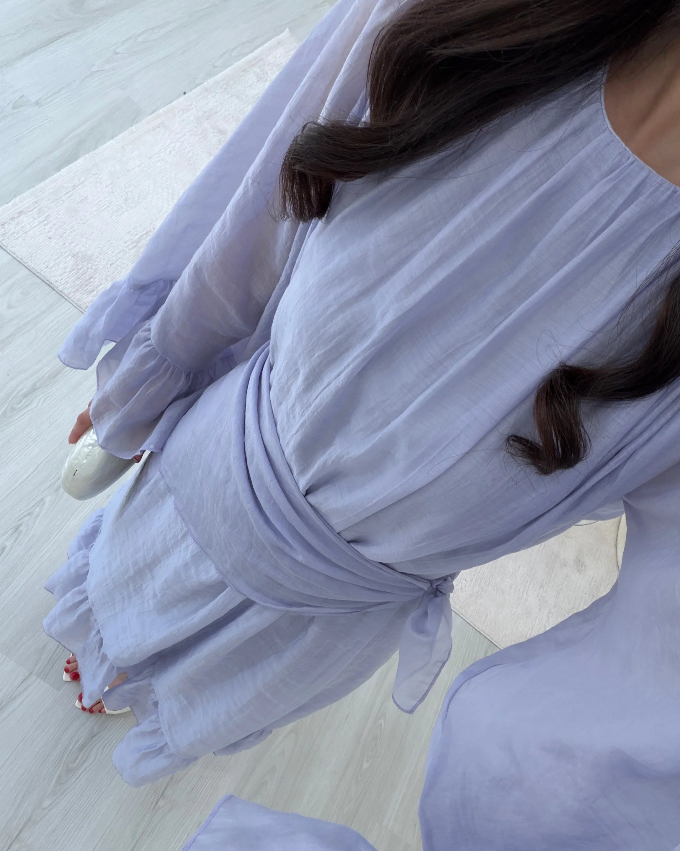 فستان مع ربطة ازرق - KP2336