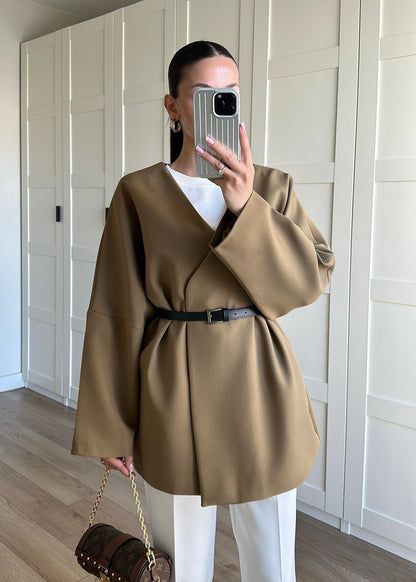 جكيت زيتي بحزام - KP4233