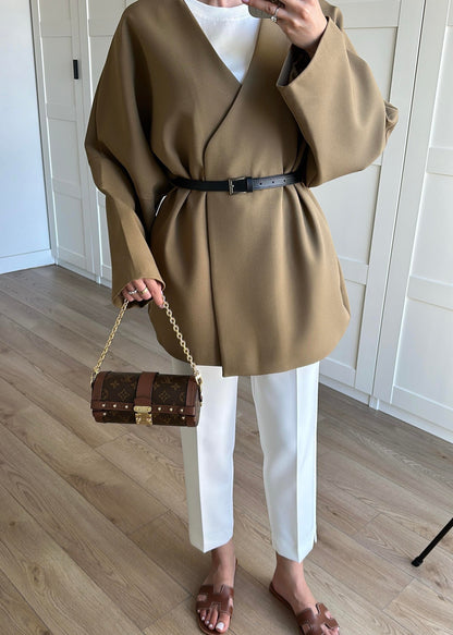 جكيت زيتي بحزام - KP4233