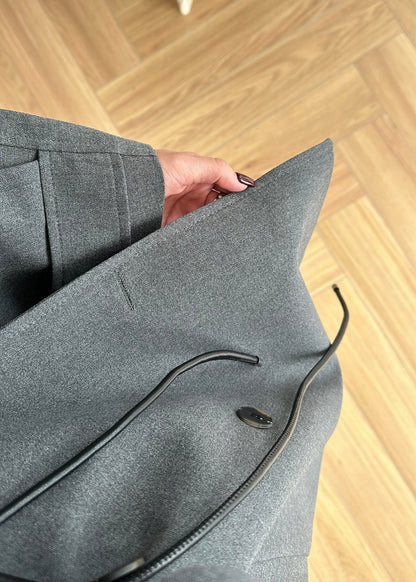 جكيت رمادي ترنش بحزام - KP7104