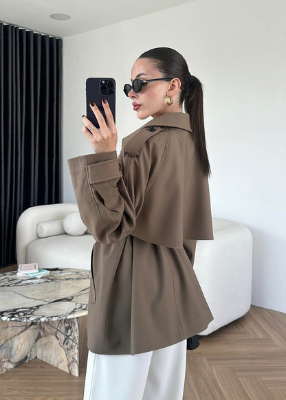 جكيت زيتي ترنش بحزام - KP7104