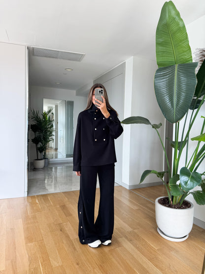 طقم اسود بقبة وكبسات - KP1429