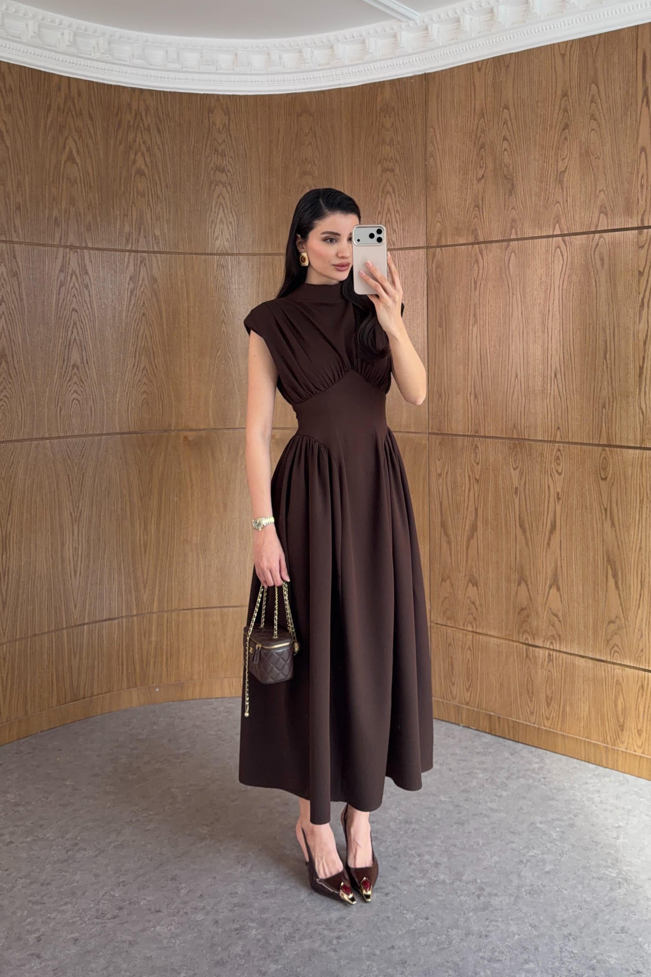 فستان بني - KP2268