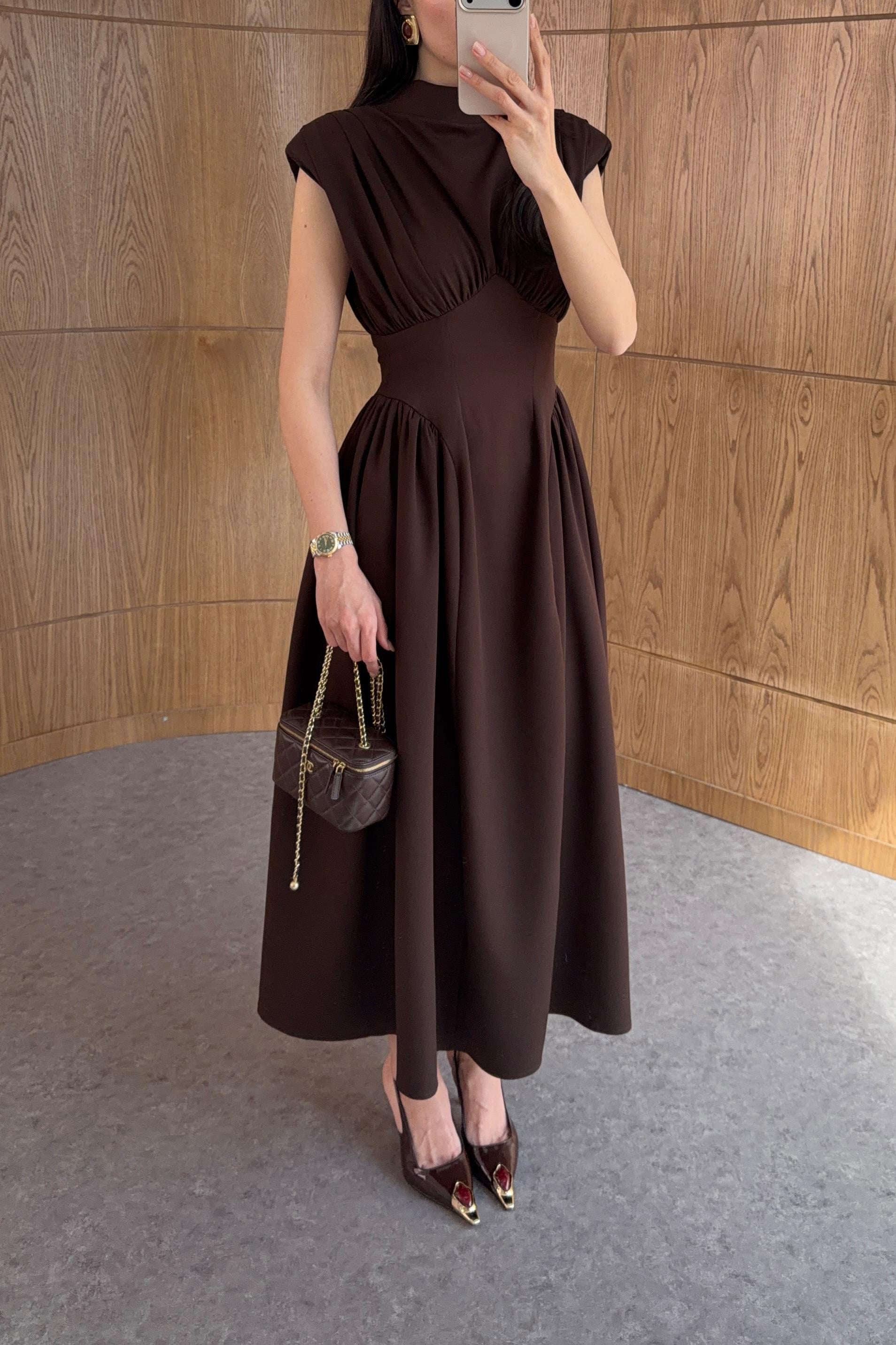 فستان بني - KP2268