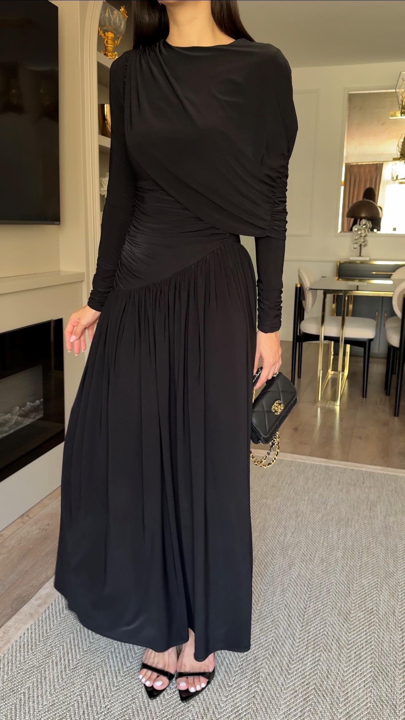 فستان لايكرا اسود - KP2235