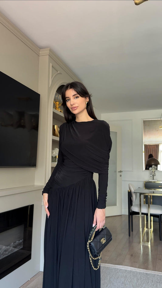 فستان لايكرا اسود - KP2235